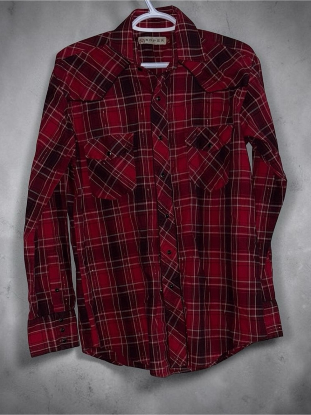Roper Men's Red and Black Western Plaid Snap-Up Shirt